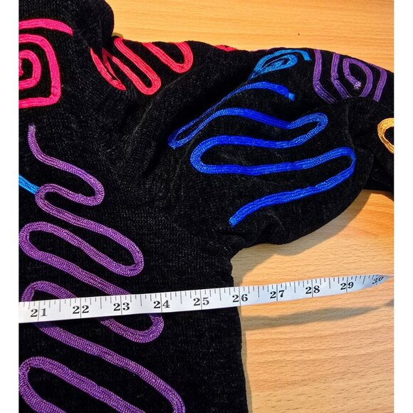 Vintage Indigo Moon Jacket 1X Artsy Embroidered Rainbow Toggle Buttons Boho Fun - Picture 4 of 9